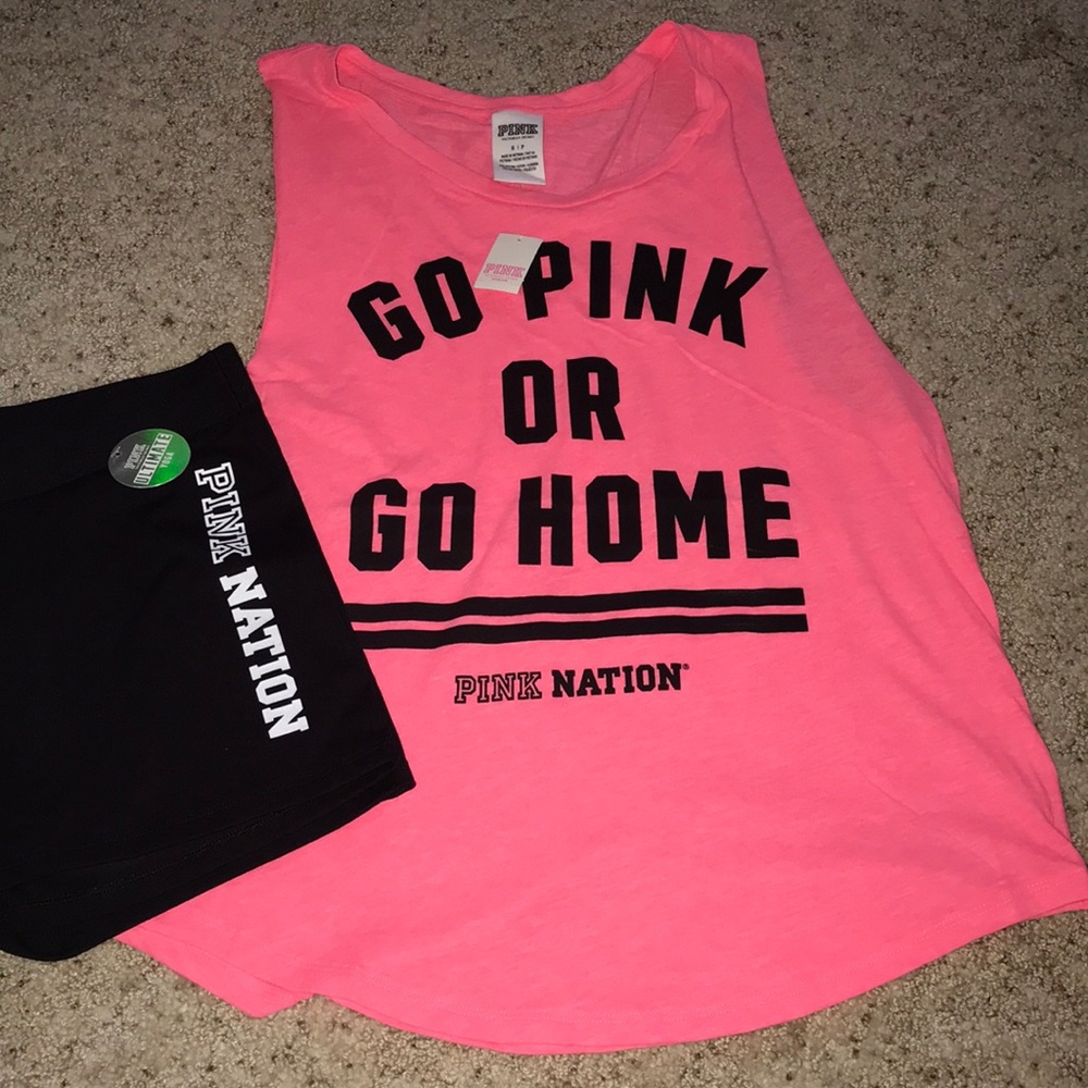 Women’s PINK spandex shorts & women’s PINK tank